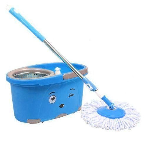 Smile mom Magic Spin Mop with Bucket Set with Easy Wheels for Best 360 Degree Floor Cleaning 2 Refill Head Microfiber Glove Kitchen Wiper