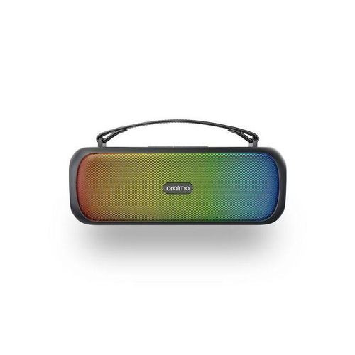 Oraimo Bluetooth® Party Boombox Powerful Sound Massive Bass Dynamic Light Effects Portable Wireless Speaker OBS-75D With Carry Strap, Multi-Compatibility Modes, FM, IPX5, Built-in Mic- Black