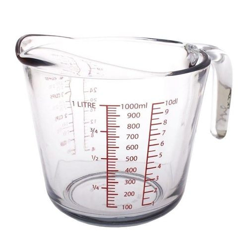 1000ml Glass Measuring Cup, 1 and half -Cup Tempered Glass Liquid Measuring Cups, with Handle and 3 Scales (OZ, Cup, ML), Transparant, Dishwasher, Freezer, Microwave, and Preheated Oven Safe