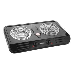 Saachi Double Burner Hot plate with Thermostat Control - Black