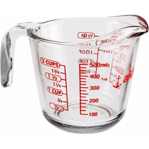 500ML Glass Measuring Cups Jugs with 4 Kinds of Scale Mark Heat-Resisting Clear Milk Cup with Handle Microwave Measuring Cup for Kitchen Baking