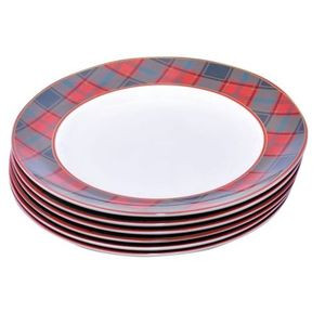 Checked Dinner Plates, 6PCS - White