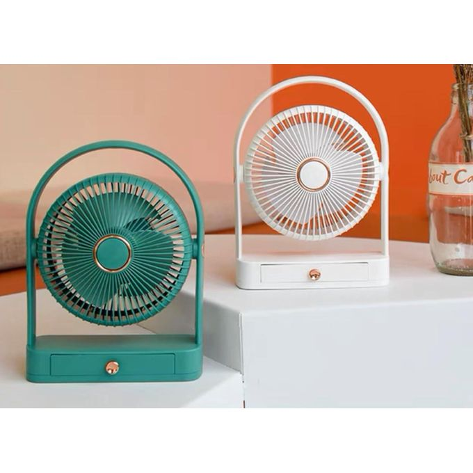 1Pc Mini Electric Fan With a Drawer Rotatable Head USB Portable Speed Adjustment Fan for Home Office Bedroom Dormitory