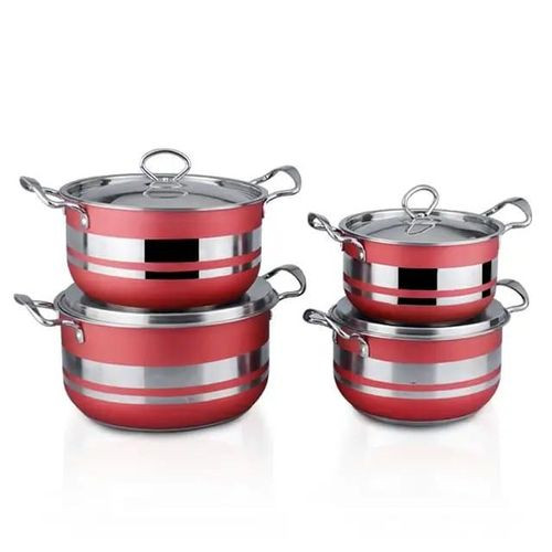 8 Pieces Of Stainless Steel Saucepans Cookware Pots Serving Dishes- Multicolor