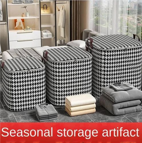 100L 140L 180L 3Pieces Of Clothes Storage Box Wardrobe Foldable Closet Sorting Portable Storage Bag Winter Cup Storage Box, Double Zipper Sturdy Space Saving For Bedsheets Pillows Blankets Quilt Seaso