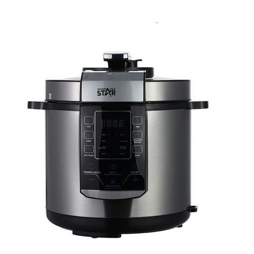 Winningstar 6L Multi-functional Electric Rice or Pressure Cooker With Touch Pad Panel, Silver.