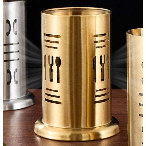 New Style Stainless Steel Golden Cutlery Holder Drainer Spoon Fork Chopsticks Storage Basket Rack Kitchen Accessories Organizer