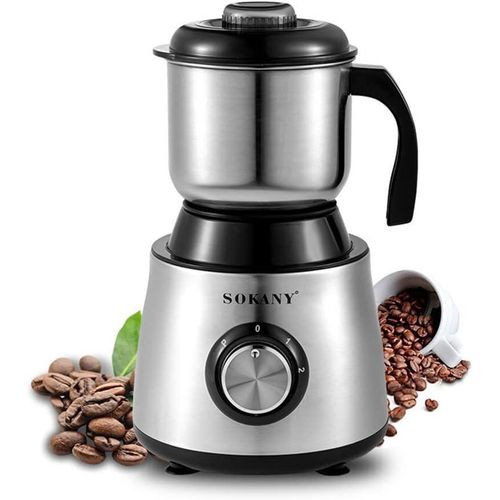 Sokany Electric Coffee Grinder Stainless Steel Brushed Detachable Washing Grinder Household Beans Spices Nuts Seeds 2 Gears Grinding Blender Machine For All Grains - Multicolor