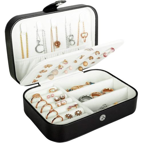 Double Layer Soft Travel Jewelry Box Organizer Adjustable Portable Jewelry Display Box Storage Case For Necklace Earring Rings- Multicolor