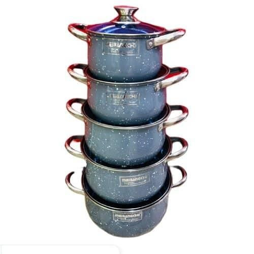 10 Piece Stainless Steel Serving Dishes And Saucepans Cookware Pots- MultiColor.