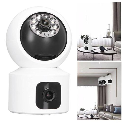 Calus 1080P HD Dual Lens Wireless Network 2.4GHz WiFi Indoor CMonitoring Camera Real Time Alarm 100 to 240V Home Security Cameras with Intelligent APP Remote Control, Ideal For Office Company Baby Pet