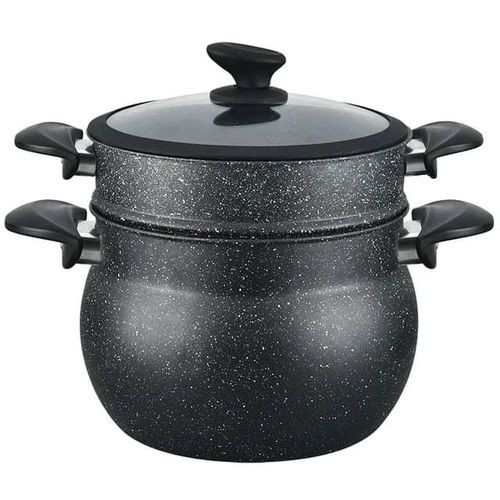 8 L Aluminum Moroccan Style Steamer Non-stick Aluminum 2 Tiers Couscoussier Couscous Stock Soup Pot Diameter 24 cm Steam Cooker For Kitchen Cooking Frying Pan And Saucepan With Glass Lid Oriental -Mul