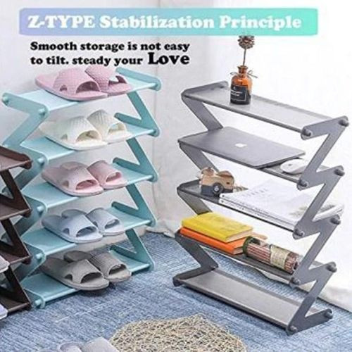 Z Shaped 5 Tier Shoe Rack Organizer Multi-Layer Shoe Storage Stackable Stand For Entry way Closet Garage Bedroom