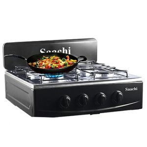 Saachi 4 Burner Gas Table Top Cooker Burner Stove, Black.