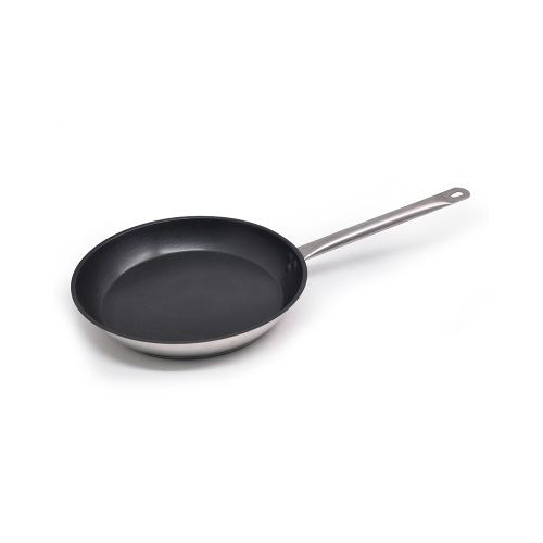 28cm Professional Commercial Non Stick Stainless Steel Frying Pan Hotel Pancake Fried Dumpling Chapati stew Pan With Steel Handle.