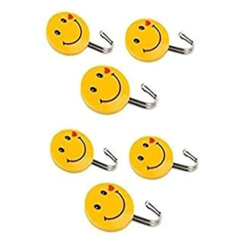 Self Adhesive Smiley Wall Steel Hooks Strong Wall Sticker Holder Door Hanger Hook (Pack of 10)