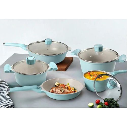 9 Piece Granite Cookware Set Non-stick Pots & Pans Home Kitchen Cooking Lids Pot- Multicolor