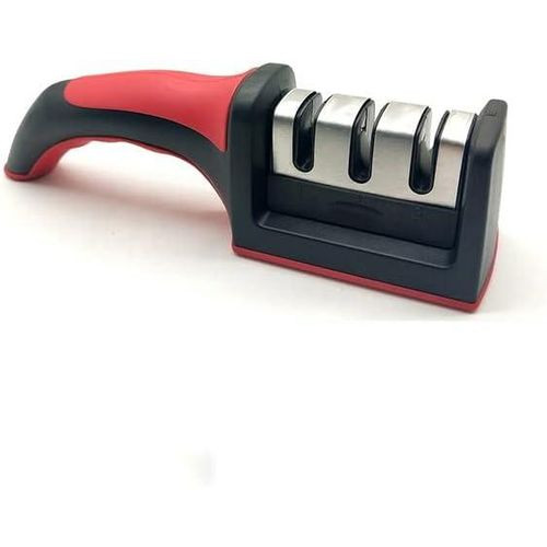 3 over 4 Stage Kitchen Knife Sharpener Handheld Multi-Function Quick Sharpening Tool Non-Slip Base Tungsten Steel Scissor Sharpeners- Multicolor