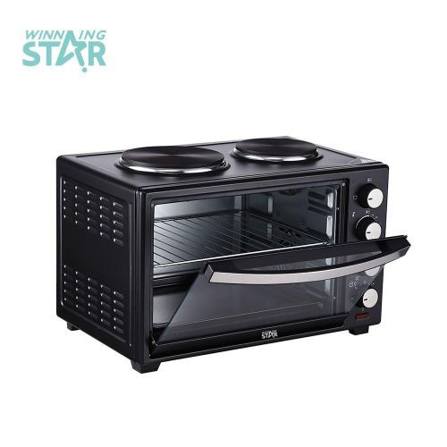 Winningstar 2 IN1 40Litres Baking Electric Oven Cooker With 2 Hot Plates- Black