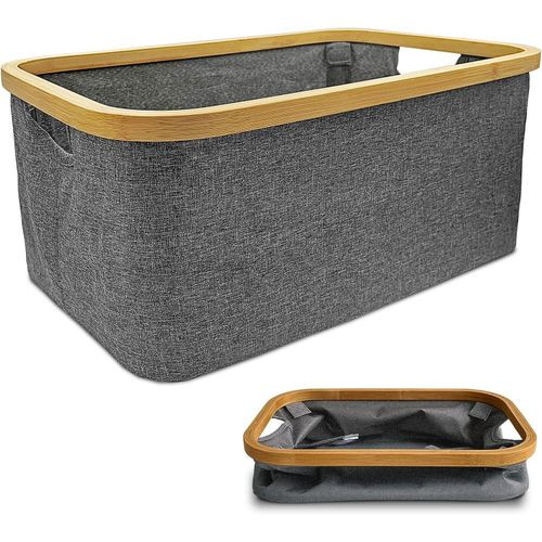 Collapsible Laundry Washing Baskets Grey Bamboo Cloth Fabric 5l Large Foldable Wash Clothes Storage Ironing Basket Folding Space Saving Laundry Hamper