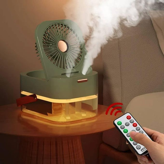 Air Conditioning Fan Double Spray Spray Desk Fan Household Portable USB Rechargeable Remote Control Timing for Office Dorm Home- Multicolor