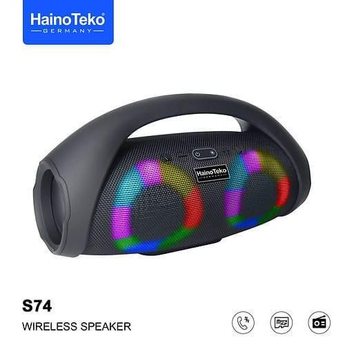 HAINOTEKO S74 Portable Bluetooth Speaker with Power Bank Function with Carrying Strap Supports FM Radio and with USB and Memory Card Slot Elegant-Multicolor