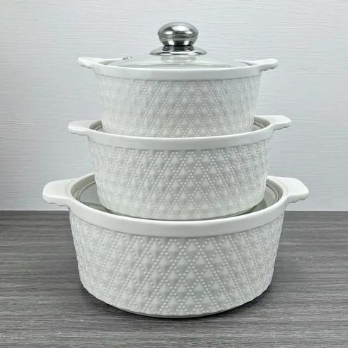 Round Ceramic Casserole Pot Tableware Candle Fire Heating Hotel Dry Soup Pot With Silver Lid