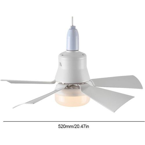 Socket Fan Light With Dimmable Led Light Bulb with Remote, Screw in Small Ceiling Fan for Bedroom Living Room Kitchen Garage Indoor -White