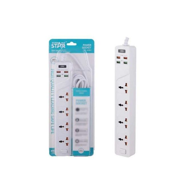 Winningstar 4 Switched Universal Extension Socket Power Strip Electrical Outlet With Cable