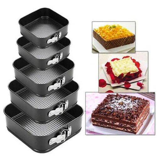 5pc Non Stick Spring form Cake Mould Pan Baking Bake Square Tray Tins Wedding Party