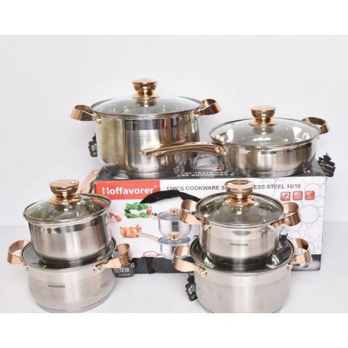 12 Piece Of Stainless Steel Pots And Frying pan Saucepans Cookware, Silver.