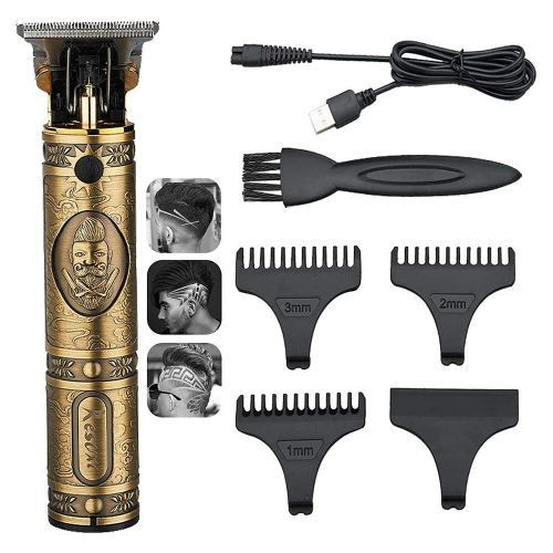 Professional Hair Clipper Grooming Rechargeable Cordless Cutting T-Blade Trimmer Kit-Black.