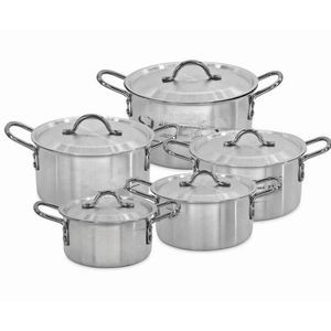 10 Pieces Stainless Steel Saucepans Cookware Pots Pans- Silver