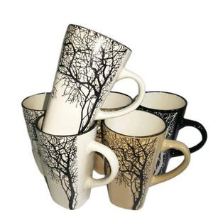 6 Pieces Of Big Tree Coffee Tea Cups Drinking Mugs- Multicolor.