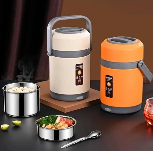 2 Litre Insulated Lunch Box Warmer Heat Boxes Heating Lunch Box USB Electric Heated Lunch Boxes Food Warmer Container Thermal Jar Stainless Steel Car Lunch Box Pot Bento Box Flask Tiffin Suitable For 