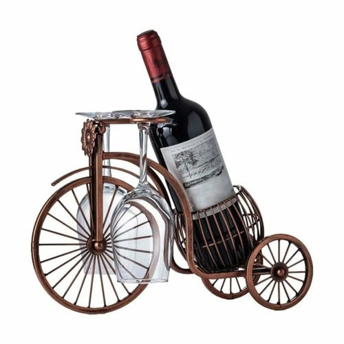 Vintage Metal Bicycle Wine Rack Holder Stand Free Standing Small Tabletop Bottle Holder Water and Wine Bottle Holder for Home Kitchen Dining Room