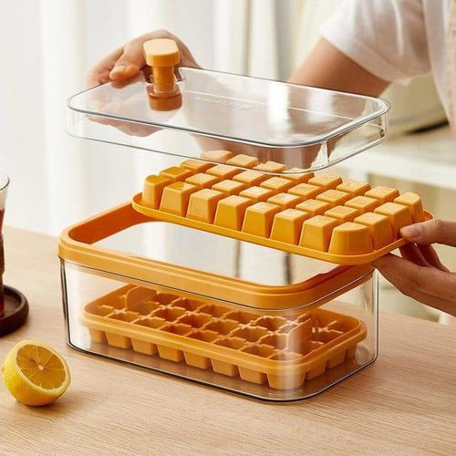 32 by 64grid Pressing Style Ice Mold Box Plastics Ice Cube Maker With Lid Ice Tray Mold With Storage Box Chilling Tea Dropshipping