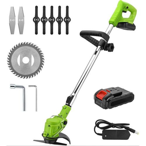 3-in-1 Electric Lawn Mower Cordless 600W 3.0Ah Battery 24V Lithium-ion Grass Trimmer Brush Cutter Tool For Weed-Wacking Color; With 2 Batteries, Plug Type; US -Multicolor