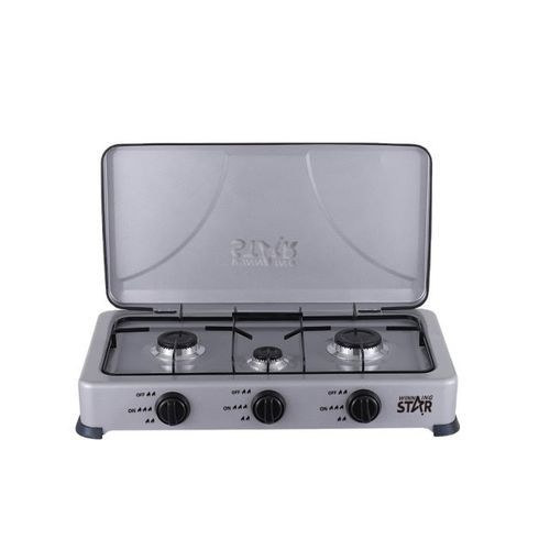 Winningstar 3 Burner Gas Stove Cooker Plate With Automatic Ignition - Grey.