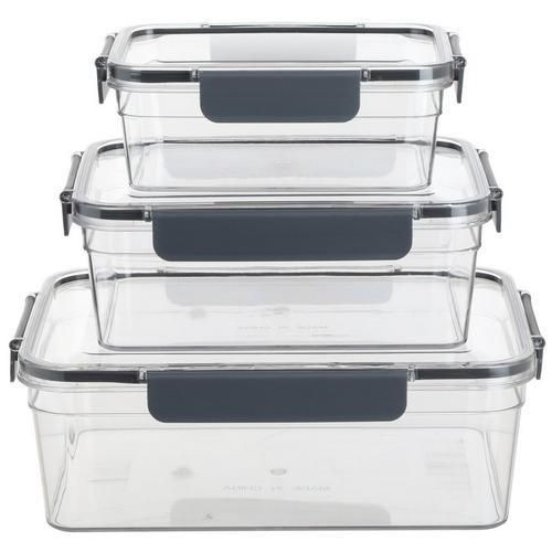 Click & Seal Fresh Keeping Food Storage Box Refrigerator Organizer Container Bins -3 Pieces- Clear