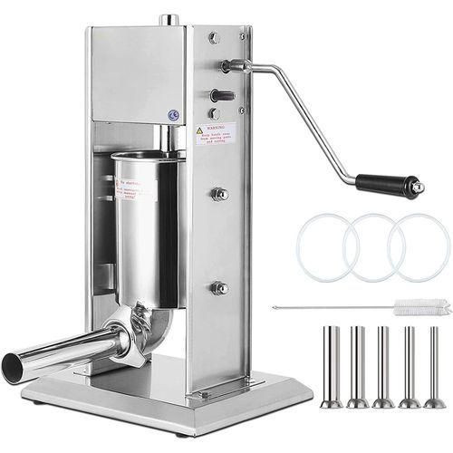 Electro Masters Sausage Filling Machine 3L Stainless Steel Sausage Maker Vertical Manual two Speed - Silver