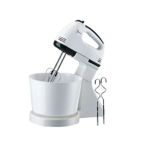 Scarlett 7 Speed Hand Mixer with Stand Mixer With Stainless Steel Bowl, White.