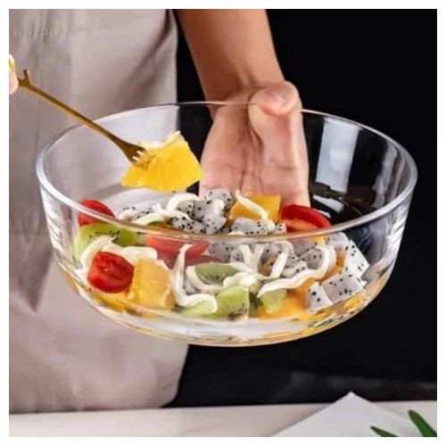 2 Piece Style Transparent Glass Bowl Set Fruit And Vegetable Salad Bowl Baking Mixing Dishes