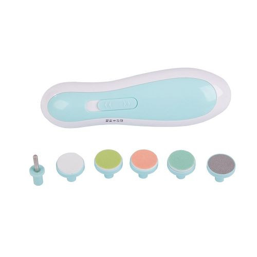 Electric LED-Light Baby Nail File Trimmer Kit 6 Grinding Heads, Clipper Grooming kit & Head massager Scalp Scratcher For Newborn or Toddler Toes and Finger Nails- Multicolor