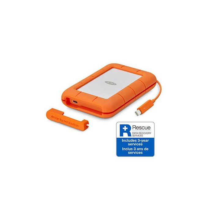 Lacie Rugged Thunderbolt USB-C 5TB External Hard Drive Portable HDD – USB 3.0 compatible, Drop Shock Dust Water Resistant, 1 Mo Adobe CC (STFS5000800) -Orange