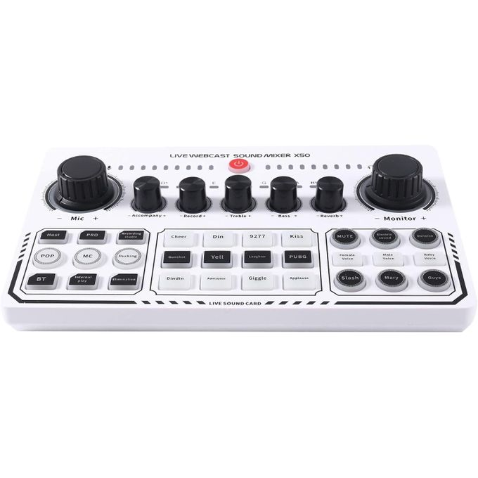 Professional Portable Mixer Recording Studio Live Sound Card Knob Design USB Audio Mixing Interface Live Broadcast for Live Broadcast Support for 12 Kinds of Warming Sound and a Key Mute,with Double C