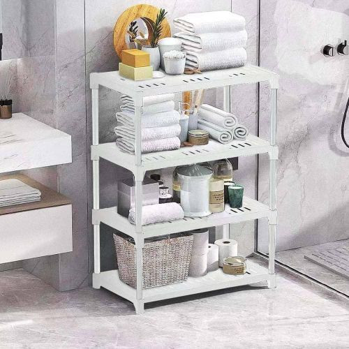 4 Tier Free Standing Bathroom Organizer Multifunction Rack Organizer Stand For Bathroom Living Room Kitchen Pantry Roller Trolley Storage Unit