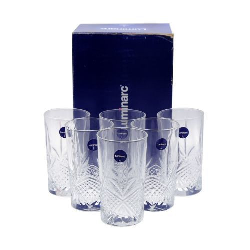 Luminarc Self Flowered Design Water or Juice Glasses- 6 Pieces-Colorless.