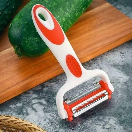 3-in-1 Vegetable Peeler, Kitchen Potato Peelers, Colorful Cozy Grip Sharp Cutter Farberware Tools and Gadgets Stainless Steel 3 Rotatable Extra Sharp Blades Fruits Peeler- Multicolor