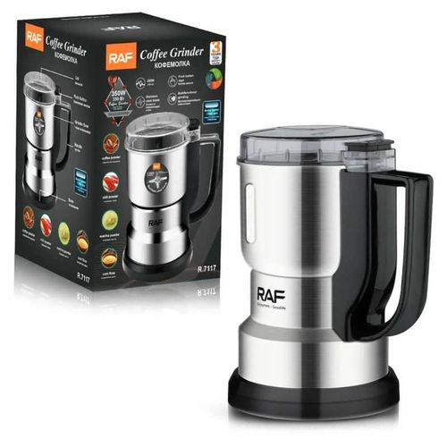 RAF Multifunctional Grinding French Press Espresso Stainless Steel Blade Coffee Bean Grinder- Silver.